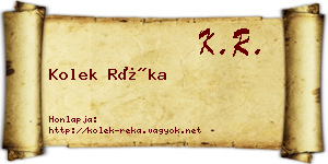 Kolek Réka névjegykártya
